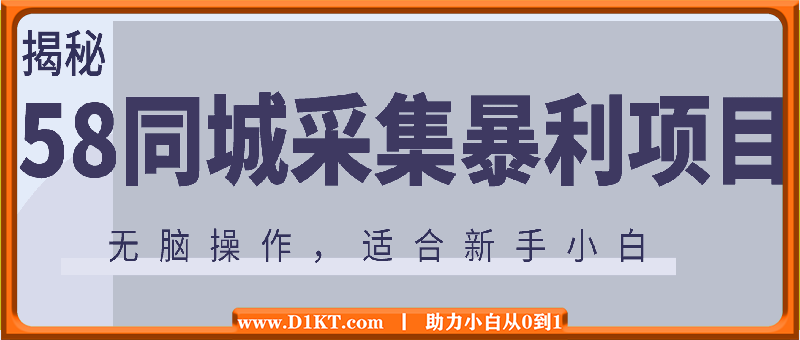 揭秘58同城采集暴利项目，无脑操作，非常适合新手小白，一部手机轻松日入