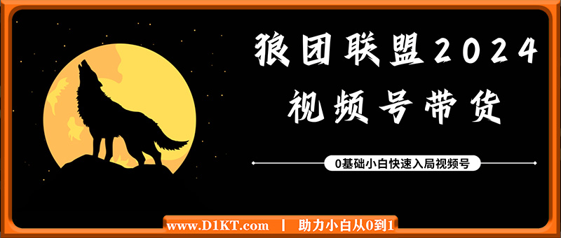 狼团联盟2024视频号带货，0基础小白快速入局视频号