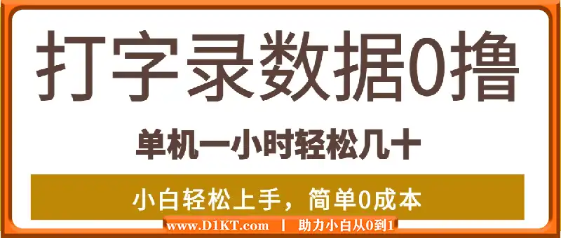 超强0撸玩法，录录数据，单机一小时轻松几十，小白轻松上手，简单0成本