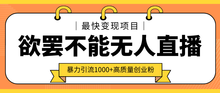 欲罢不能的无人直播引流，超暴力日引流1000+高质量精准创业粉