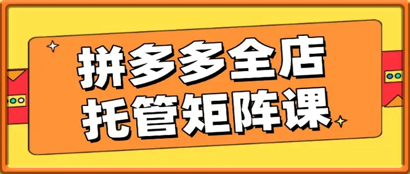 拼多多全店托管矩阵课，盈利动销玩法，高效计划设置，提升店铺效益